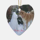 kita kissing snowman akita seasonal foto keramisch ornament (Links)