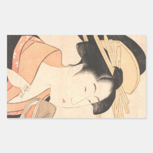 Kitagawa Utamaro Azumaya no Hana japanese lady art Rechthoekige Sticker