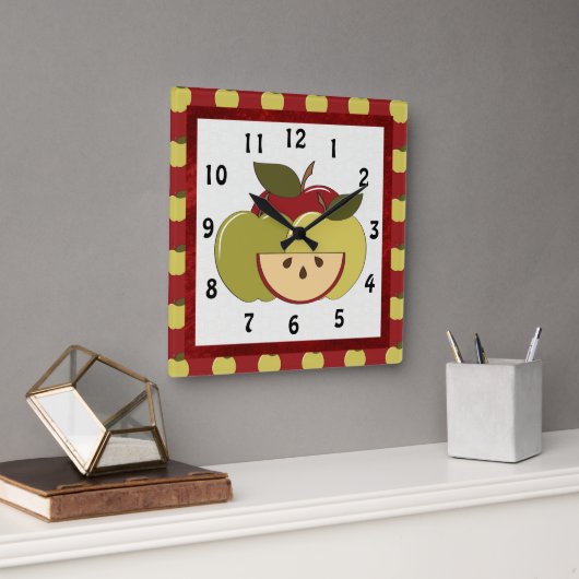 Kitchen Apple Clock Vierkante Klok (Kantoor)