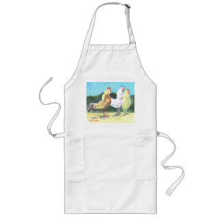 Kitchen Apron met een schilderij van kippen erop Lang Schort