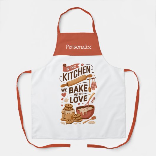 Kitchen Bake With Love Quote Personalized Gift Schort (Voorkant)