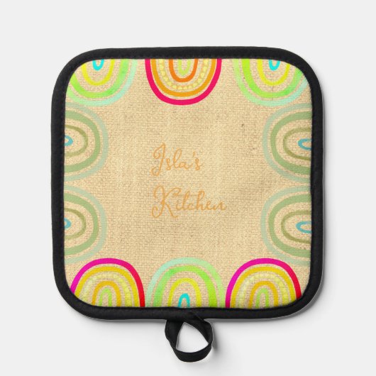  Kitchen Boho Rainbow Pattern Pannenlap (Voorkant)