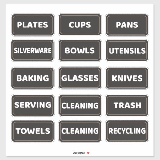 Kitchen Cabinet and Drawer Labels Large Print (Vel)