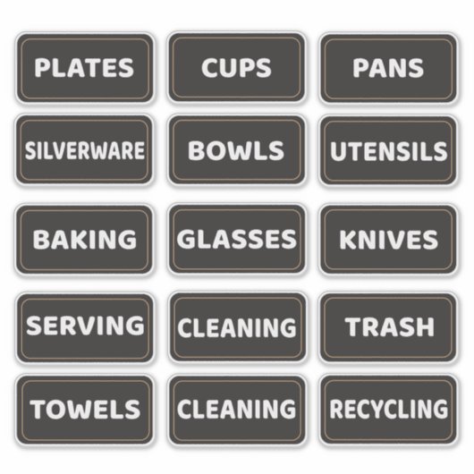 Kitchen Cabinet and Drawer Labels Large Print (Voorkant)
