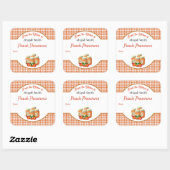Kitchen Canning Peach Gingham Square Sticker (Vel)