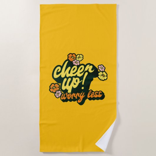 KITCHEN CHEER UP WORRY LESS BEACH TOWEL  STRANDLAKEN (Voorkant)