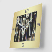 KITCHEN CLOCK MET KNIVESVORKEN EN SPOONS VIERKANTE KLOK (Hoek)