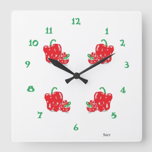 Kitchen Clock Vierkante Klok (Voorkant)