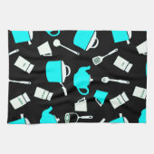 Kitchen Cookware | Zwart wit en Turquoise Theedoek (Horizontaal)