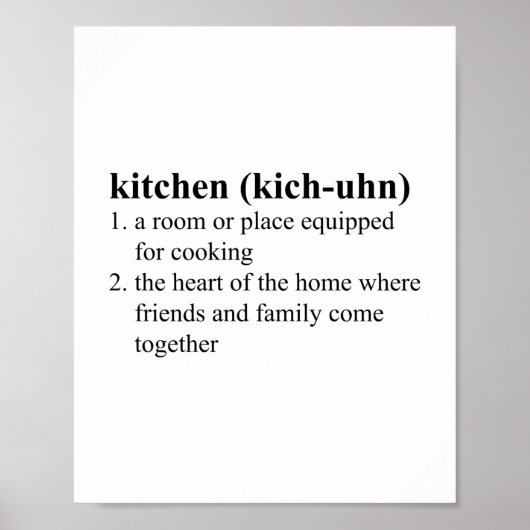 Kitchen Dictionary Definition Betekenis Typografis Poster (Voorkant)