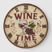 Kitchen Farmhouse Decor Wine Time Grote Klok (Voorkant)