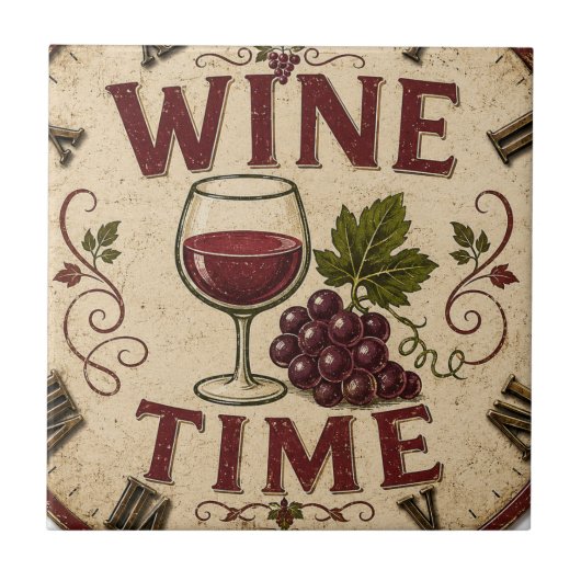 Kitchen Farmhouse Decor Wine Time Tegeltje (Voorkant)