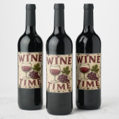 Kitchen Farmhouse Decor Wine Time Wijn Etiket (Flessen)