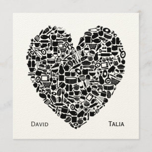 Kitchen Foodies Heart Custom Wedding Invitation Kaart