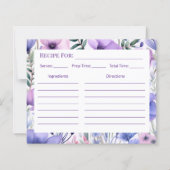 Kitchen Gift Elegant Purple Floral Recipe Card (Voorkant)
