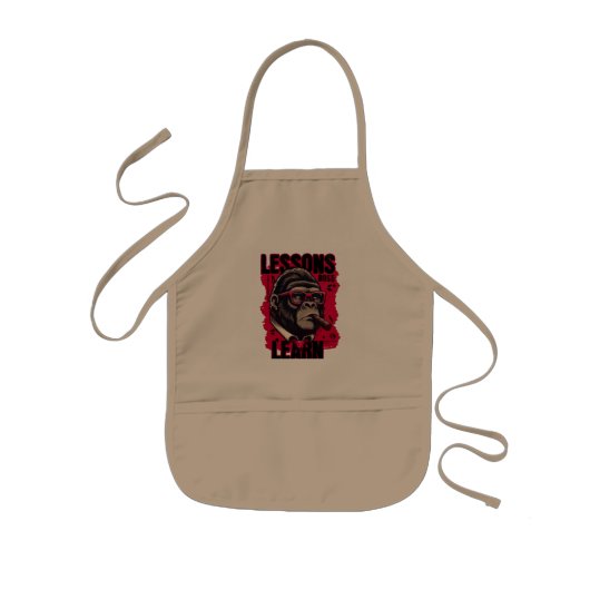 Kitchen Gorilla Boss Lessons Learn Apron Kinder Schort (Voorkant)
