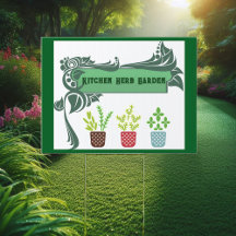 Kitchen Herb Garden Flower Pots Foliage Yard Sign
