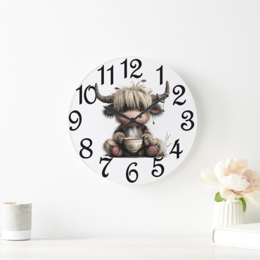 Kitchen Highland Cow Grote Klok (Huis)