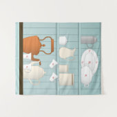 Kitchen Illustratie Wandkleed (Voorkant (horizontaal))