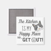 Kitchen is mijn Happy Place Cat Lovers Magneet (Voorkant / Achterkant)