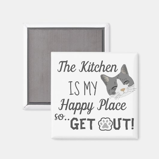 Kitchen is mijn Happy Place Cat Lovers Magneet (Voorkant / Achterkant)