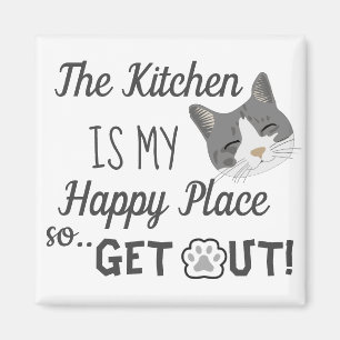 Kitchen is mijn Happy Place Cat Lovers Magneet