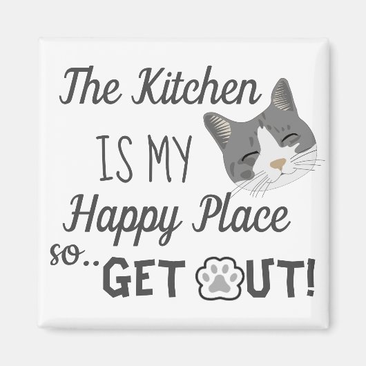 Kitchen is mijn Happy Place Cat Lovers Magneet (Voorkant)