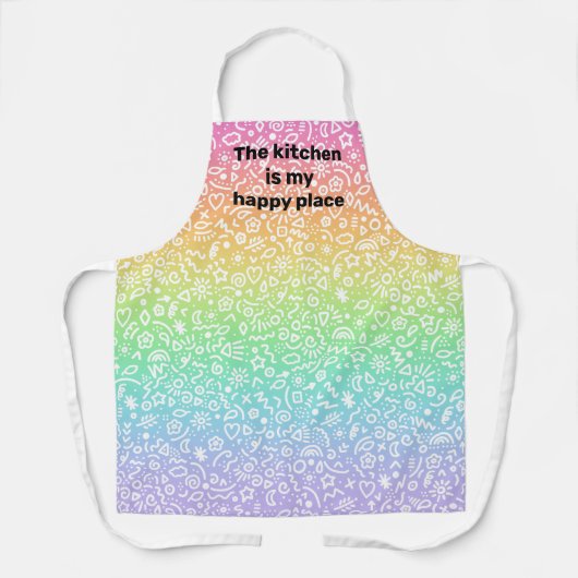 Kitchen is mijn Happy Place Doodles Rainbow Schort (Voorkant)