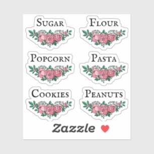 Kitchen Jars organiseren roze rozen lettertype Sticker