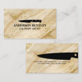 Kitchen Knife | Golden Marble Background Visitekaartje (Voorkant / Achterkant)