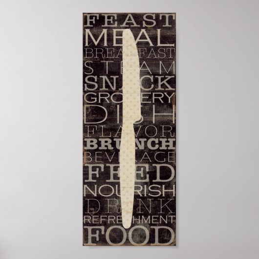 Kitchen Knife met woorden Poster (Voorkant)