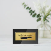 Kitchen Knife | Zwart gloss | Goud metaal Visitekaartje (Staand voorkant)