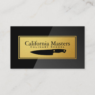 Kitchen Knife   Zwart gloss   Goud metaal Visitekaartje