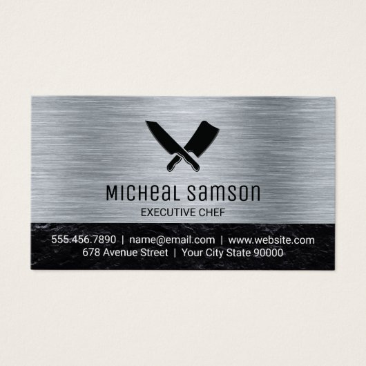 Kitchen Knives | Metaal geborsteld Visitekaartje (Voorkant)