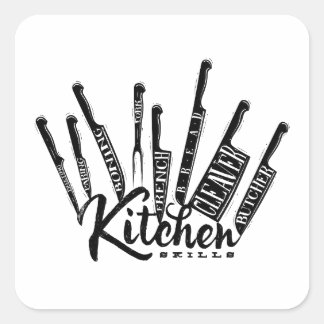 Kitchen Knives Vierkante Sticker