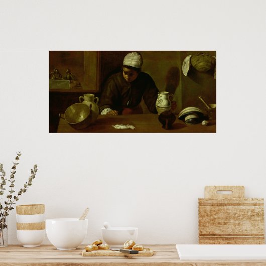 Kitchen Maid with the Supper at Emmaus, c.1618 Poster (Keuken)