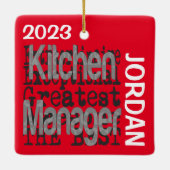 Kitchen Manager Extraordinaire CUSTOM Keramisch Ornament (Achterkant)