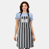 Kitchen Master Black and White Stripes Apron Schort (Gedragen)