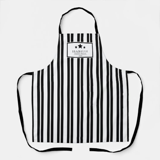 Kitchen Master Black and White Stripes Apron Schort (Voorkant)