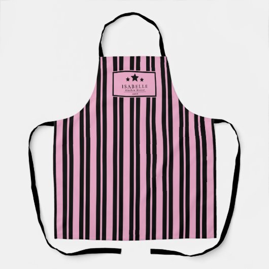 Kitchen Master Stars Black & Pink Apron Schort (Voorkant)