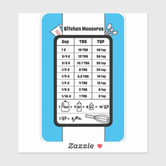 Kitchen Measurement Helper in Robin Egg Sticker (Vel)
