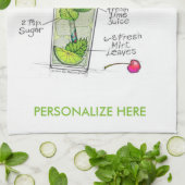 KITCHEN of BAR TOWELS - MOJITO RECIPE COCKTAIL ART Theedoek (Gevouwen)