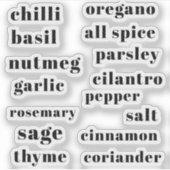 Kitchen Pantry Cupboard Herbs Spices Flavor Labels (Voorkant)