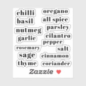 Kitchen Pantry Cupboard Herbs Spices Flavor Labels (Vel)