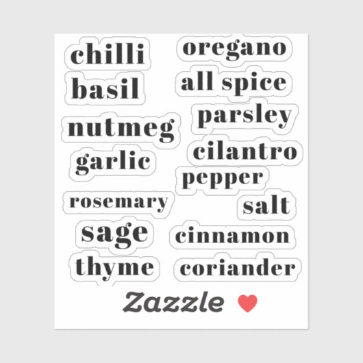 Kitchen Pantry Cupboard Herbs Spices Flavor Labels (Vel)
