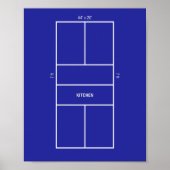 Kitchen Pickleball Court Diagram Poster (Voorkant)