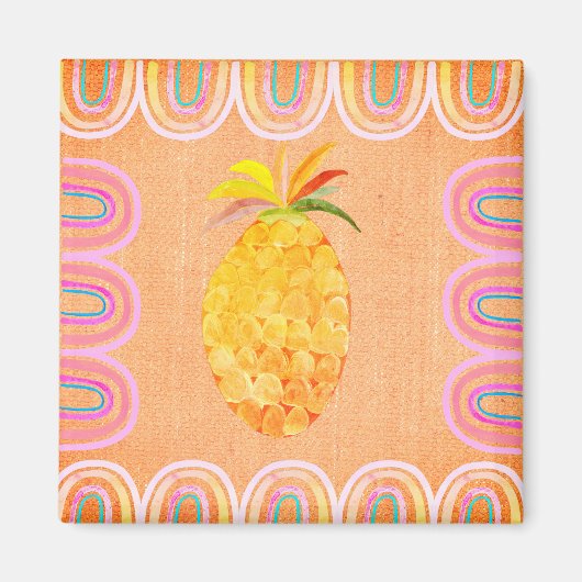 Kitchen Pineapple Folk Art Style Magneet (Voorkant)