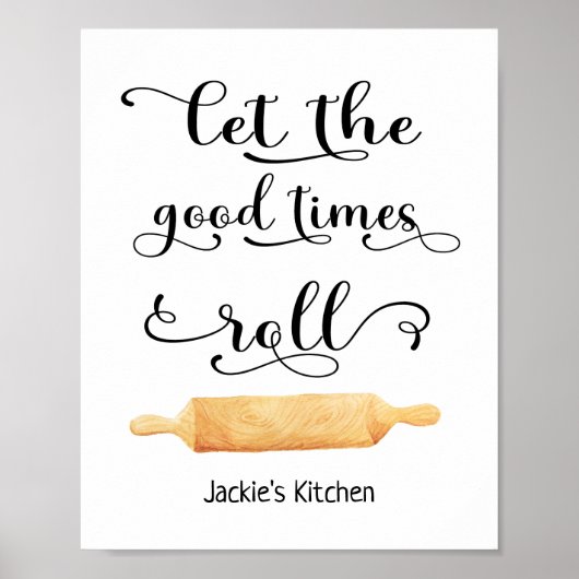 Kitchen Quote Good Times Black White Typography Poster (Voorkant)