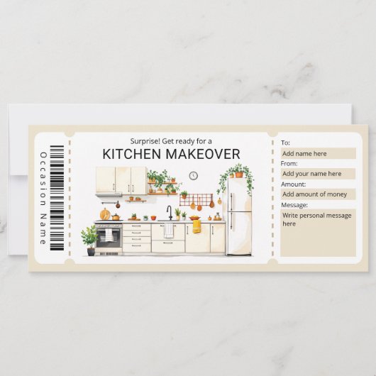 Kitchen Renovation Gift Certificate  Kaart (Voorkant)