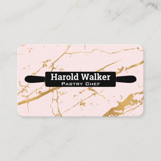 Kitchen Rolling Pin | Pink Marble Background Visitekaartje (Voorkant)